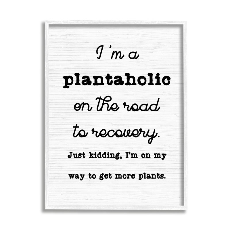 «Witty Plantaholique», «Fun Plant» par Lil 'Rue - impression, L 11 po x H 14 po, Giclée encadrée blanc bord de mer