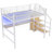 Full Metal Loft Bed With Desk, Small Wardrobe& LED Storage-1928606449