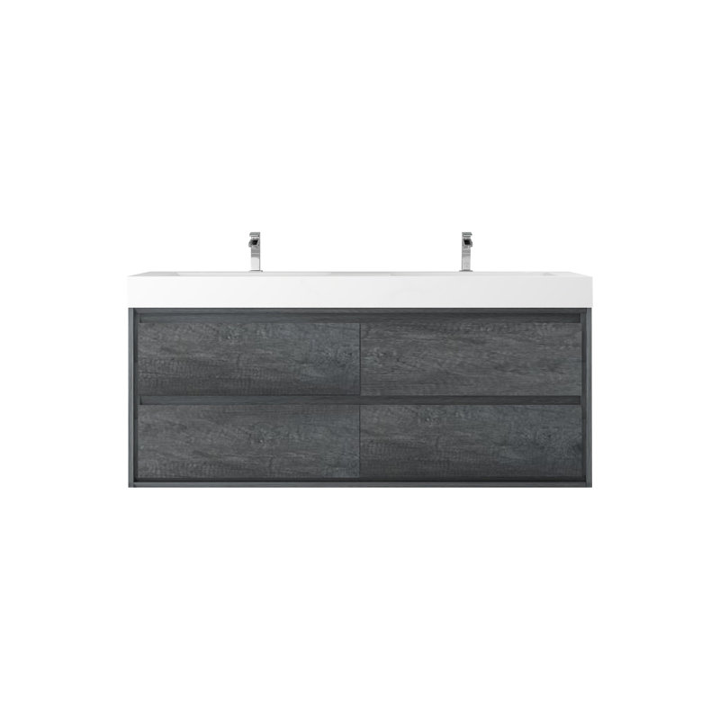Daijiah 60'' Double Bathroom Vanity with Acrylic Top, White