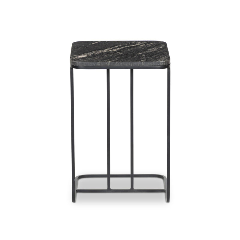 Adalley Marble End Table, Matte Black, Polished Black