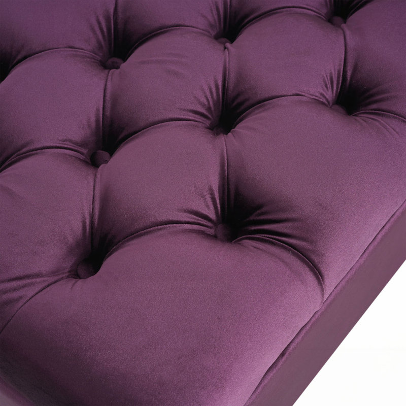 Banc de rangement en tissu Amalfi, Velours mauve, 17" H x 51" W x 17.5" D