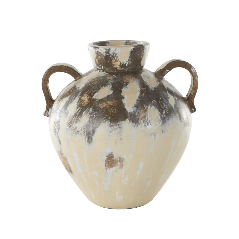 Botarf Ceramic Antique Style Pot Decorative Cream Vase with Arched Handles