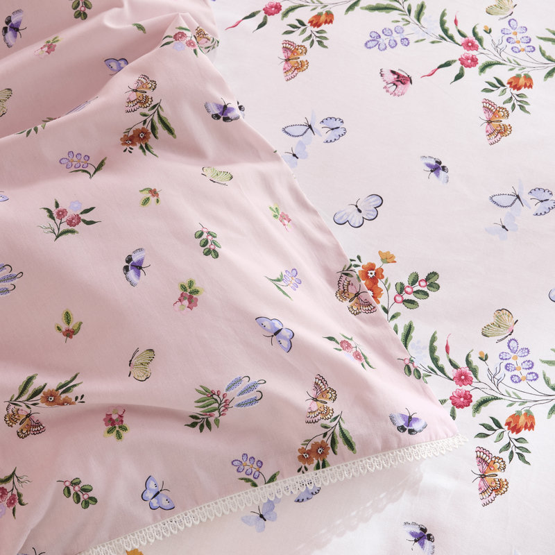 Flutter Floral Reversible Cotton Duvet Cover Set, Double