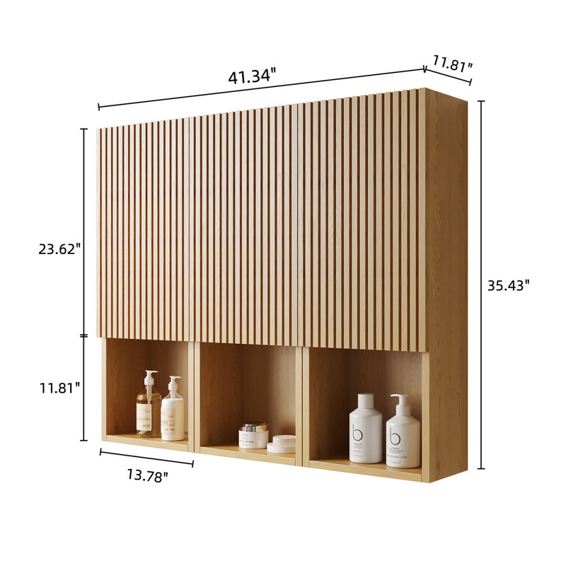 MITCH 41" Bathroom Wall Mounted Cabinet, Golden Oak