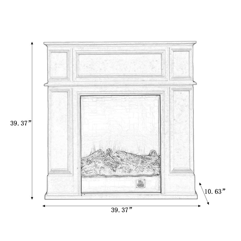 Foyer autoportant en bois manufacturé blanc, H 39,37 po x l 39,37 po x P 10,63 po