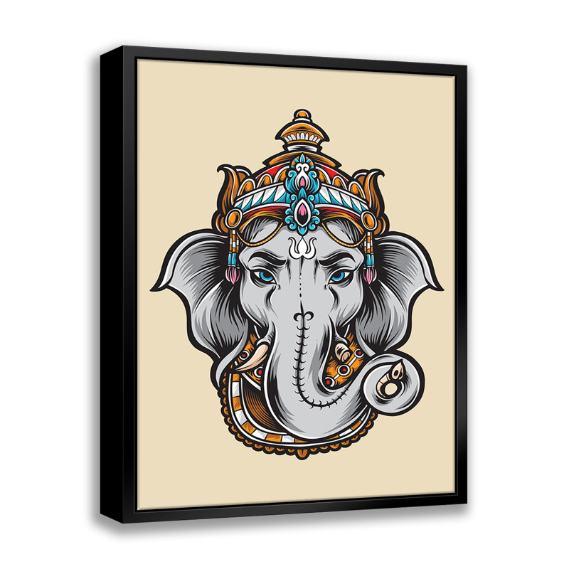 Ask Ask Ganesha - cadre flottant, impression sur toile, L 11 po x H 14 po