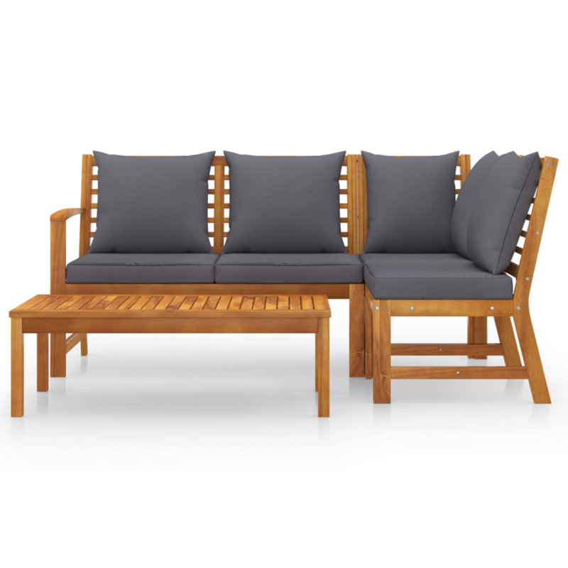 4 Piece Lounge Chair with Cushions, Left Hand Facing, Gray
