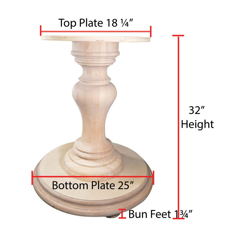 Bradford 32" Light Brown Solid Hardwood Pedestal Table Base