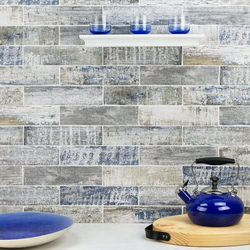 Bayou 3x12 Matte Ceramic Subway Tile, Blue/White