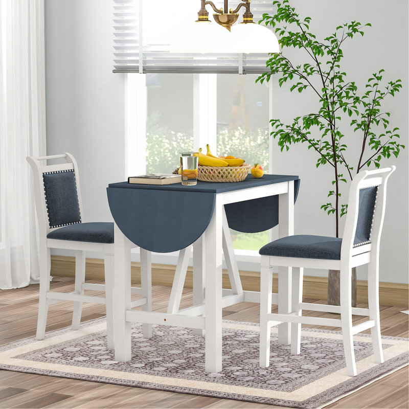 Ensemble de table de salle à manger à hauteur de comptoir en bois 3 pièces avec 2 chaises rembourrées pour petit endroit