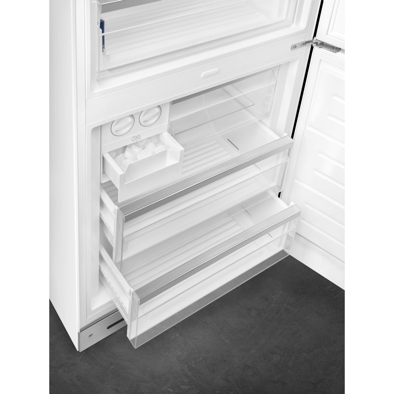 SMEG 27.8" Bottom Freezer 16.26 cu. ft. Energy Star Refrigerator, White, Left Handed