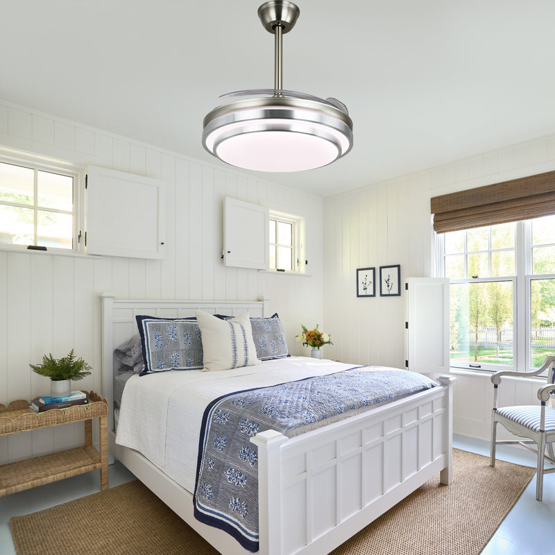 Ventilateur de plafond rétractable moderne 42 po avec lumières et télécommande AADDik Fandelier sans pales avec moteur à courant continu silencieux