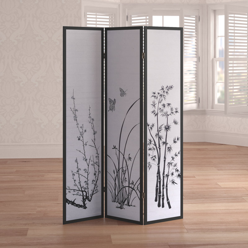Evaline 70.5'' H Solid Wood Folding Room Divider, 3 Panel