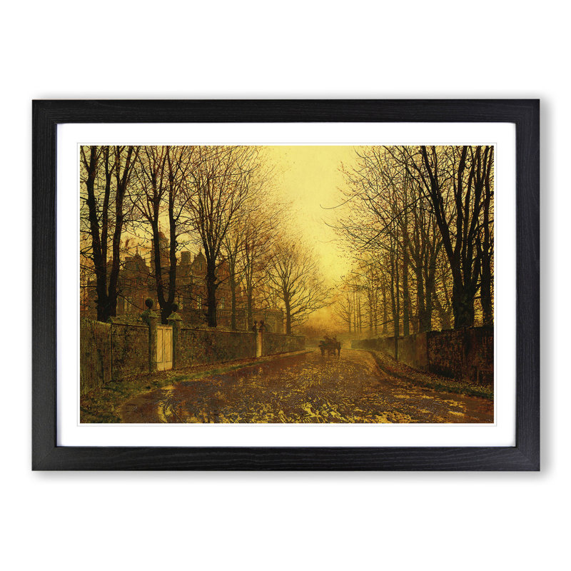 Autumn Evening by John Atkinson Grimshaw - Picture Frame Graphic Art, 27cm H x 36cm W x 2cm D, Black Framed