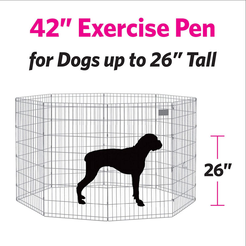 Black Metal 42" Tall Foldable Pet Exercise Pen