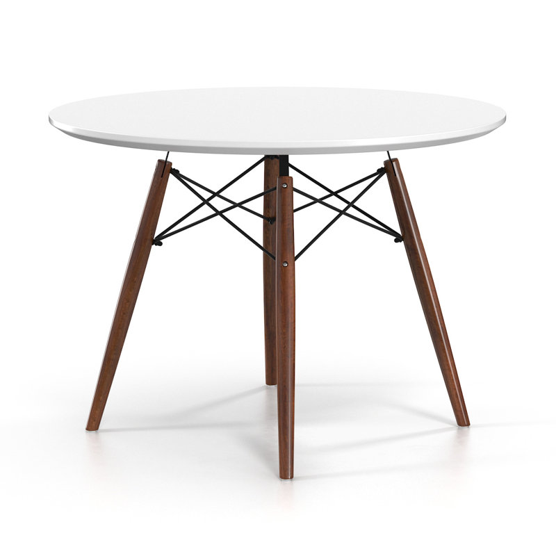 Traynor 32'' Round Dining Table, White, Walnut