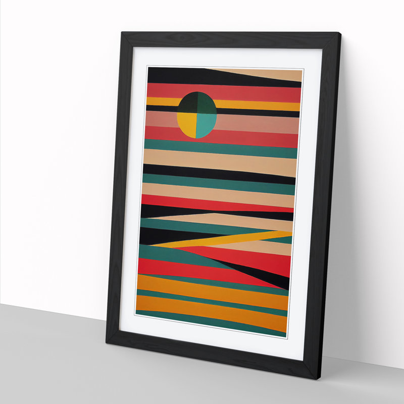Sunset Abstract Stripes - Picture Frame Print, Black, 64cm H x 25cm W x 2cm D
