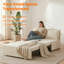 Canapé-lit convertible en velours côtelé beige, 3 positions, idéal pour les petits espaces.-1720943007