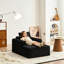 Méridienne intérieure 45,3 po, canapé simple en velours côtelé désossé avec assise profonde et accoudoirs, sans assemblage, 1 coussin de dossier, noir-221621570