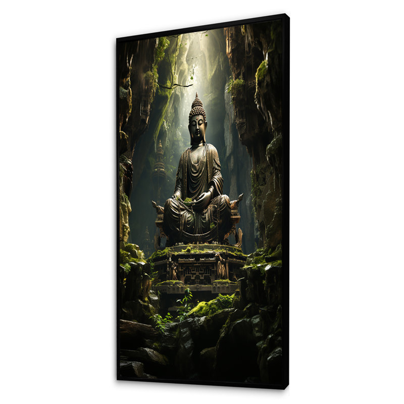 Sentiers illuminés, bouddhisme au temple I, Cadre flottant noir, H 60 po x l 28 po x P 1,5 po