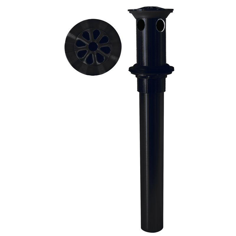 High-Flow Grid 1.25" Grid Bathroom Sink Drain without Overflow, Matte Black, 2-hole Overflow