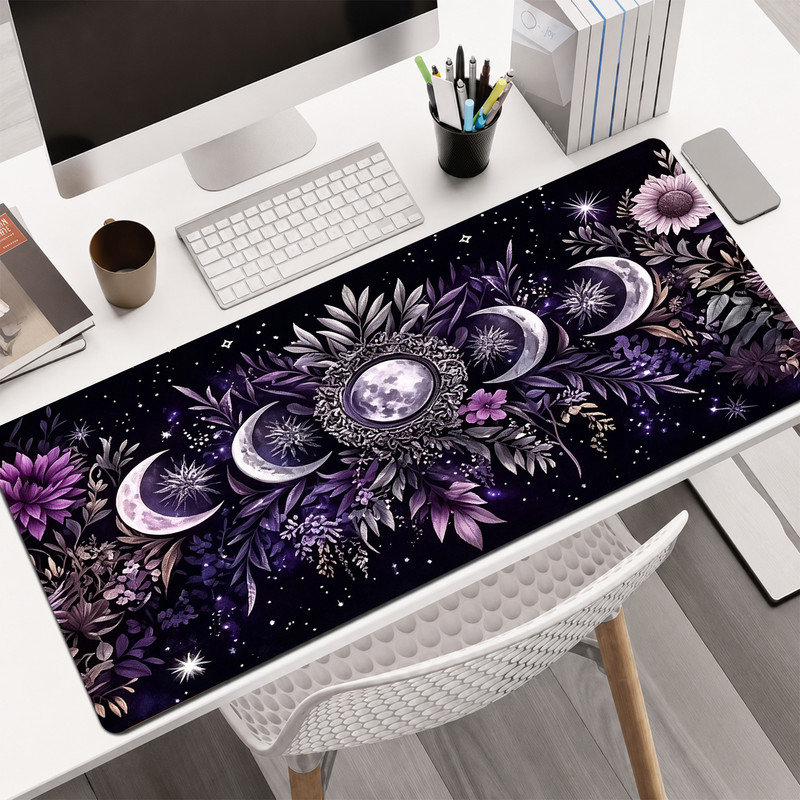  Tapis de souris en caoutchouc, surface en microfibre lisse, base antidérapante, tapis de souris décoratif à bord arrondi pour le bureau et les jeux, 12 po x 32 po, graphique rose jaune fraise
