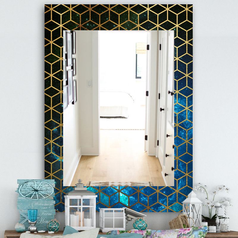 Mirror, 39.4" H x 29.5" W, Blue/Gold