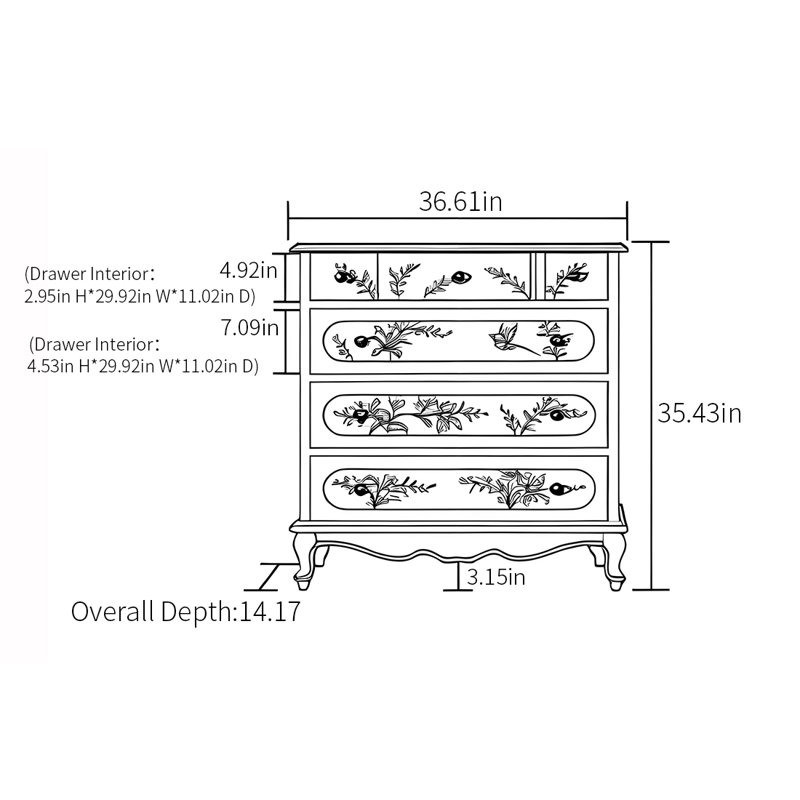 Hand-Painted Floral Storage Accent Chest