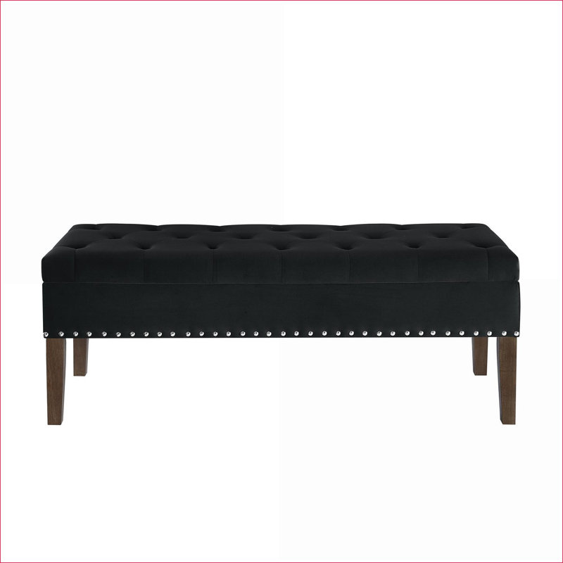 Banc de rangement en velours Onyx, siège de rangement dissimulé robuste, Noir