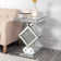 Amla 24'' Tall Pedestal Mirrored Glass Top End Table with Crystal Inlay