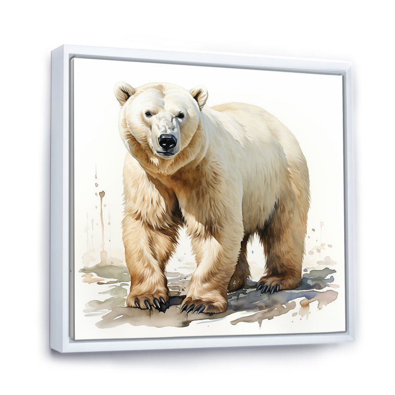 Ours polaire blanc d'hiver III - ours 2, art mural, Cadre flottant blanc, 30" H x 30" W