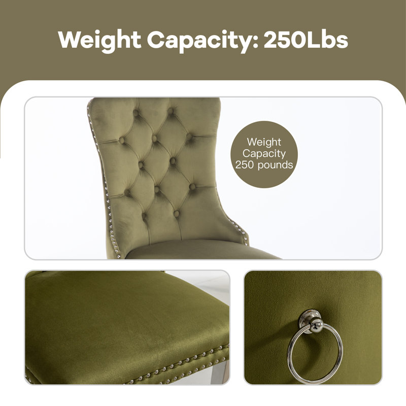 Chaise parsons en velours capitonné Joshanae, Vert