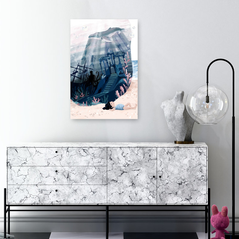 Affiche murale abstraite sans titre représentant une baleine côtière, H 36 po x l 24 po