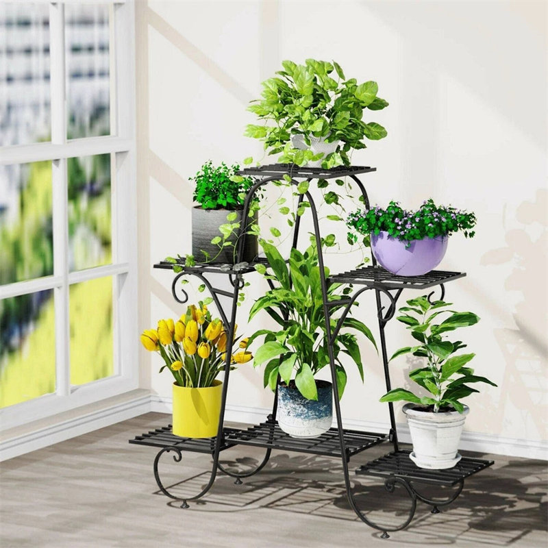 Support pour plante à 6 niveaux en fer forgé