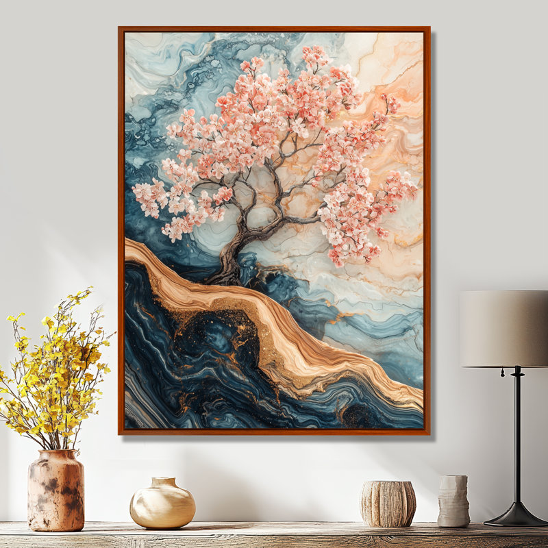 Hemphill - salon d'art mural floral, H 32 po x l 24 po, Impression encadrée flottante, Brun