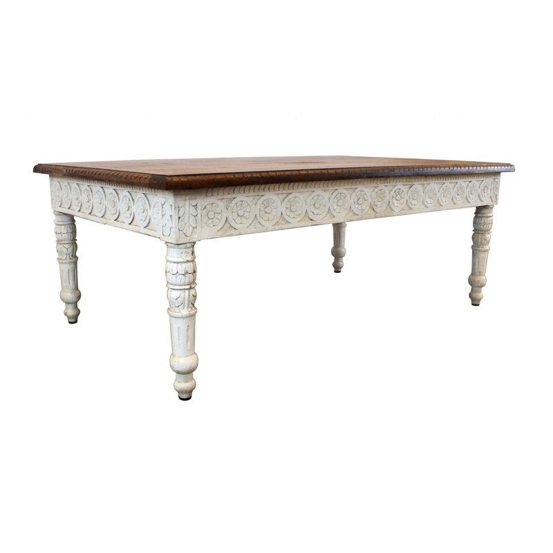 Solid Wood Top Coffee Table, 18" H x 40" L x 30" W