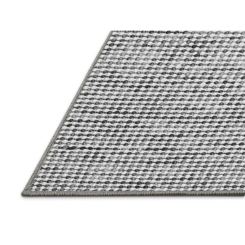 Tapis gris tissé à la machine Sawtooth, Rectangle 7 pi x 9 pi