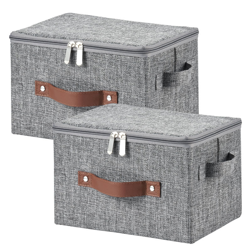 Paquet de 2 bacs de rangement avec couvercle à fermeture à glissière