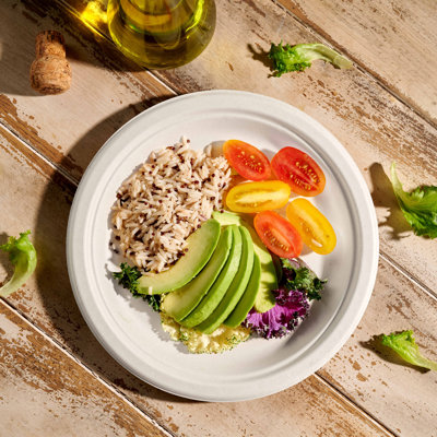 Assiettes en papier 100% compostables, assiettes jetables biodégradables - paquet de 150 - assiettes jetables brunes de 10 po faites de bagasse de canne à sucre non blanchie écologique et naturelle, assiettes micro-ondes