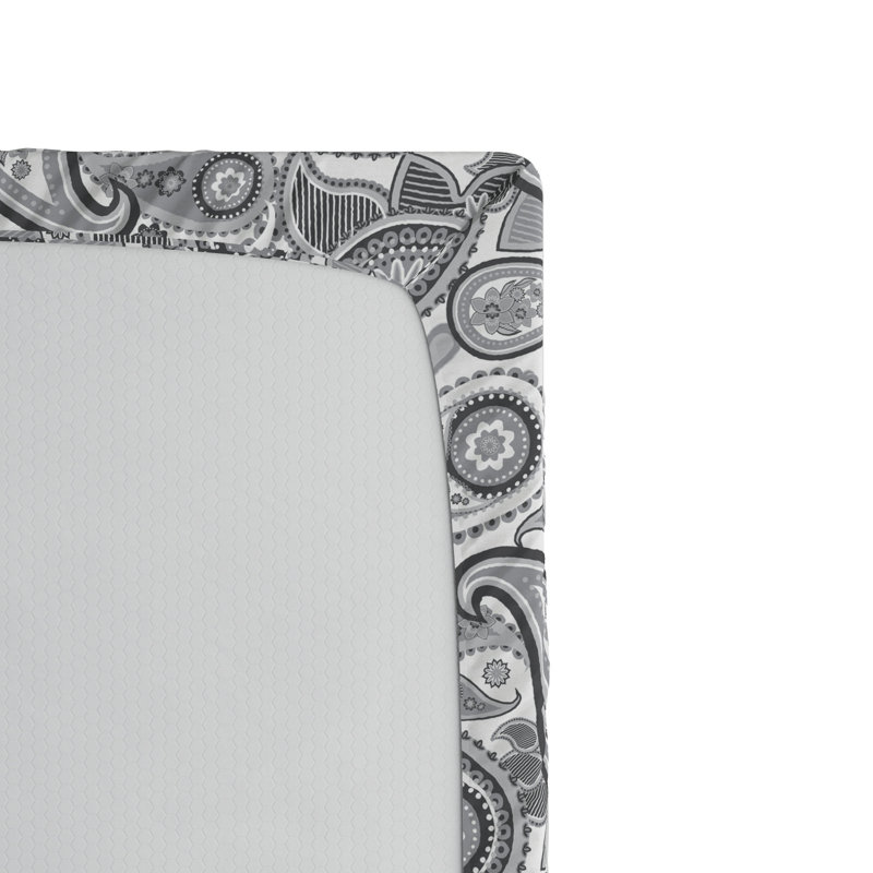 Microfiber Paisley Fitted Sheet, Twin XL Fitted Sheet, Gray Paisley