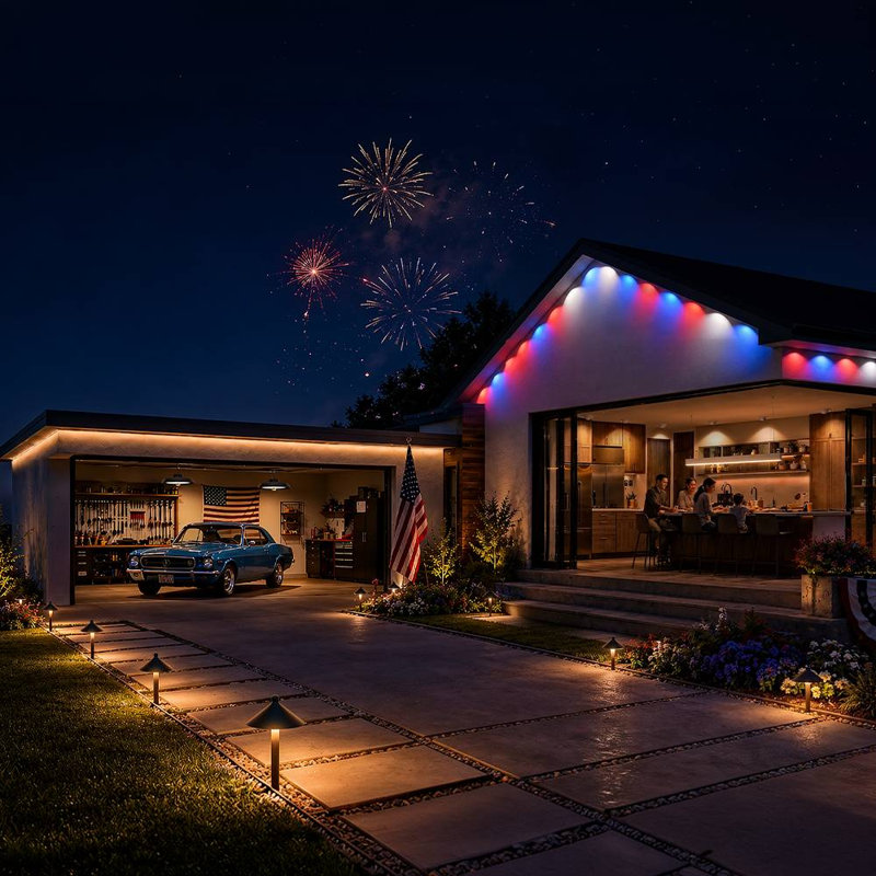 Lumary 105 Ft Permanent Outdoor Eave Lights Pro with 80 LEDs  RGBAICW Smart Eave Light, Work with Alexa Google IP67 Waterproof, Color Changing & White, Multi Scene for Daily Accent Lighting Decor