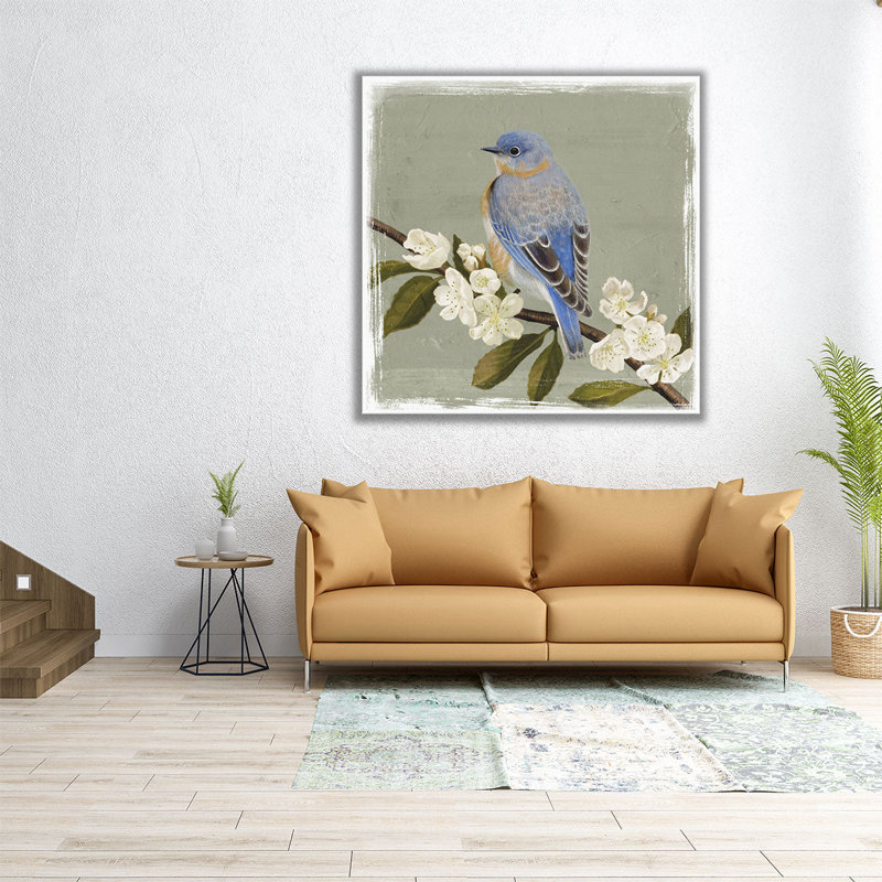 Bluebird Branch II - reproduction d'art sur toile, H 20 po x l 20 po