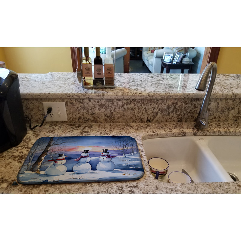 Christmas Snowmen Dish Drying Mat
