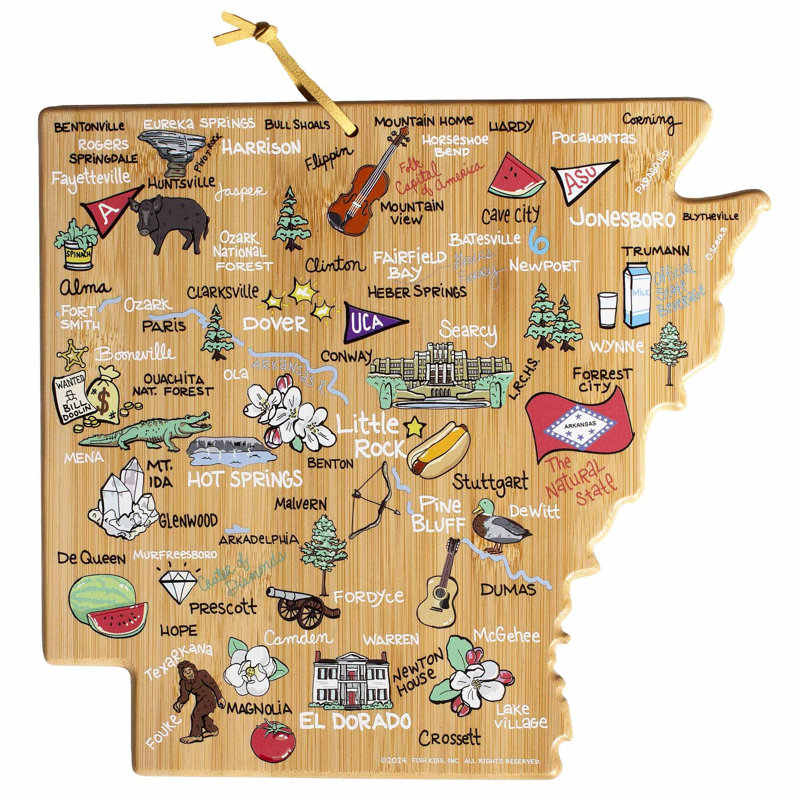 Planche à découper et de service avec œuvre d'art par Fish Kiss, Arkansas