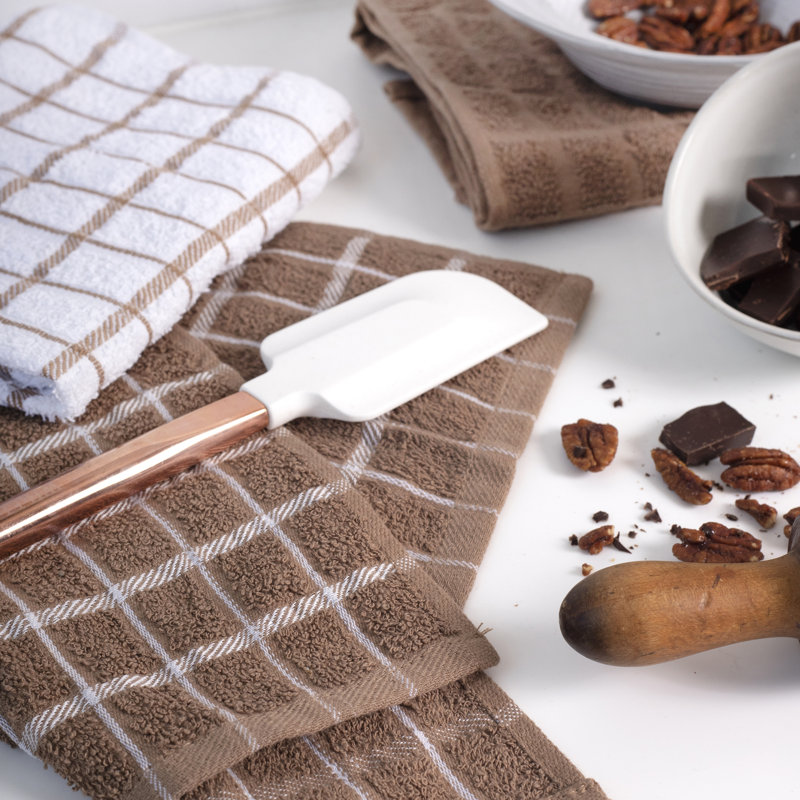 Cotton Plaid Dish Cloth Kitchen Towel, Mocha