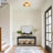 Luminora Handwoven Rattan Boho Glass Flush Mount Ceiling Light