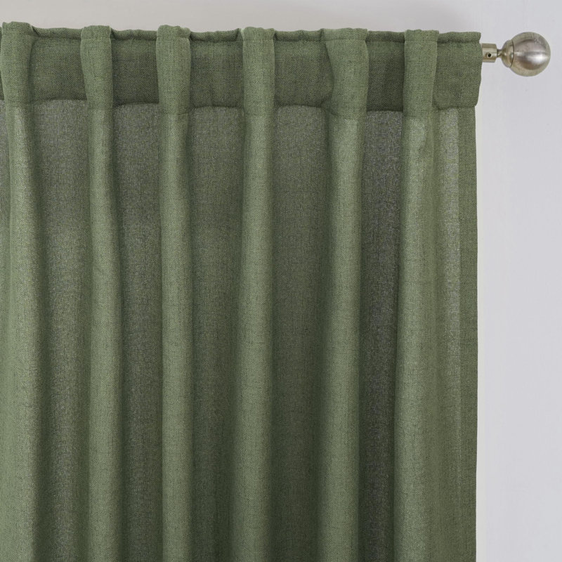 Paire de rideaux semi-transparents avec passe-tringle Janie, L 52 po x L 96 po, Vert olive