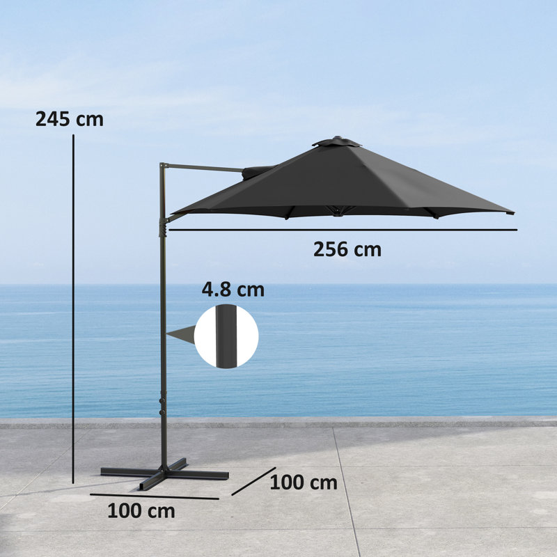 256cm Cantilever Parasol, Black