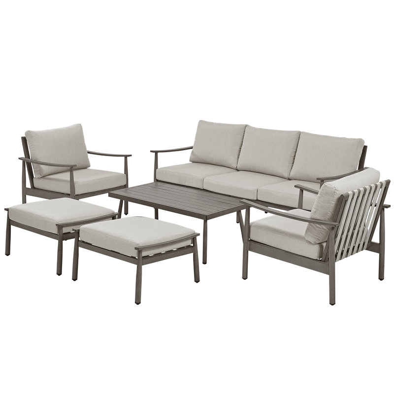 Mariene 5 - Person Patio Conversation Set with Cushions, Gray, Gray