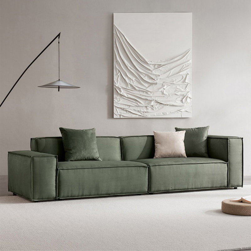 Coussin modulaire en polyester vert, 27.56" H x 110.24" W x 39.37" D